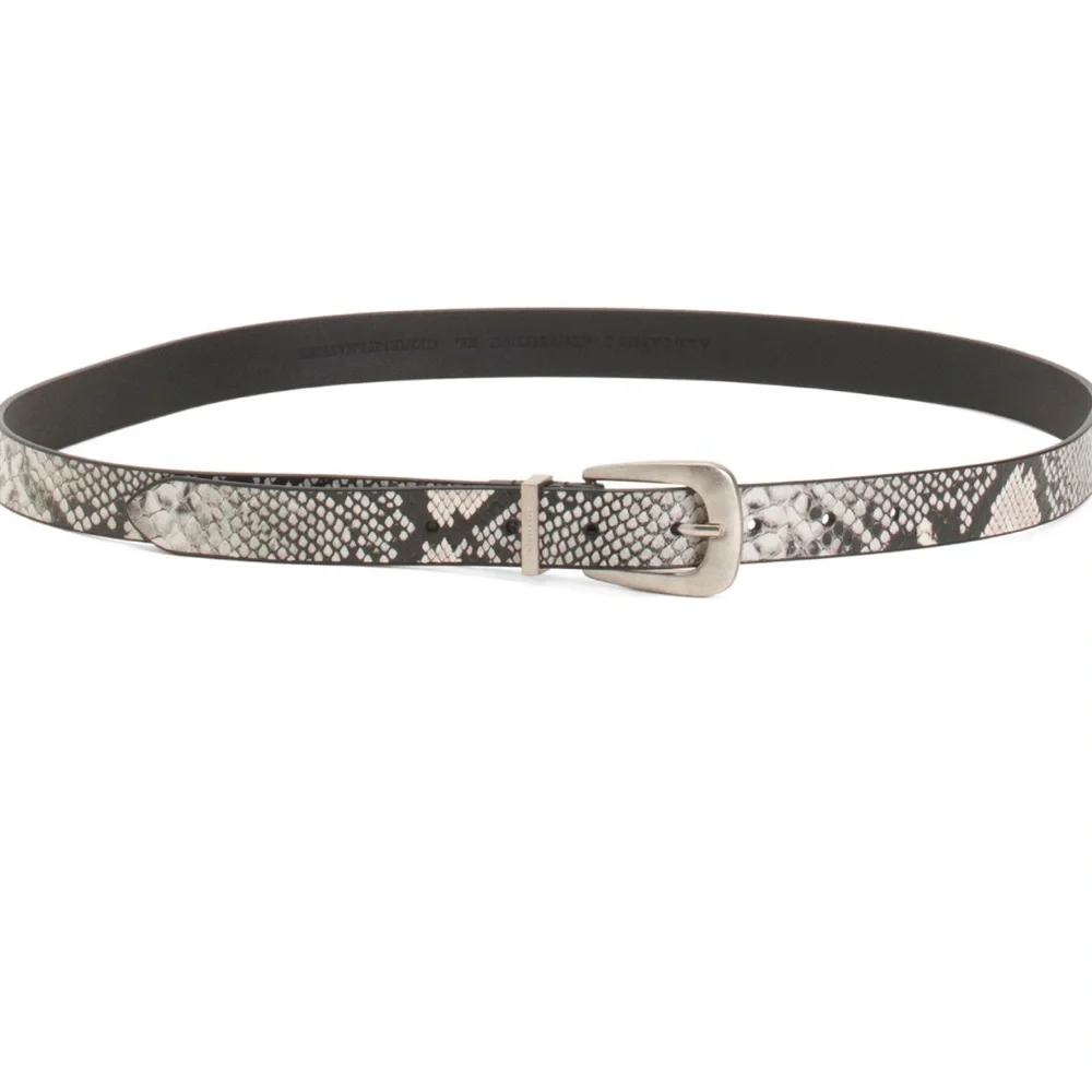 ALL SAINTS Leather Snake Print Belt With Metal Keeper